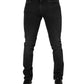Black Washed Cotton Skinny Denim Jeans