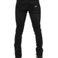 Black Washed Cotton Skinny Denim Jeans