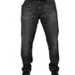 Gray Washed Cotton Loose Denim Jeans