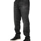 Gray Washed Cotton Loose Denim Jeans