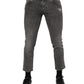 Gray Cotton Logo Plaque Men Denim Jeans