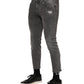 Gray Cotton Logo Plaque Men Denim Jeans
