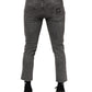 Gray Cotton Logo Plaque Men Denim Jeans