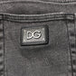 Gray Cotton Logo Plaque Men Denim Jeans