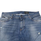 Blue Washed Cotton Logo Plaque Denim Jeans