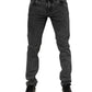 Black Washed Cotton Logo Plaque Denim Jeans