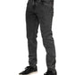 Black Washed Cotton Logo Plaque Denim Jeans