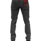 Black Washed Cotton Logo Plaque Denim Jeans