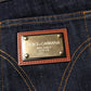 Dark Blue Cotton Logo Plaque Men Denim Jeans