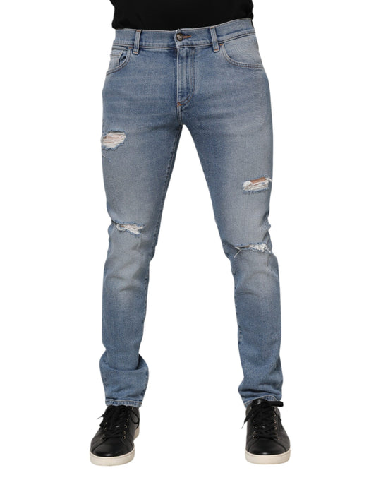 Dark Blue Cotton Logo Plaque Slim Denim Jeans