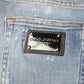 Blue Cotton Tattered Slim Fit Men Denim Jeans