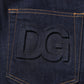 Dark Blue Cotton Logo Slim Fit Men Denim Jeans