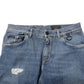 Blue Cotton Tattered Skinny Logo Denim Jeans