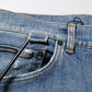 Blue Cotton Tattered Skinny Logo Denim Jeans