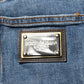 Blue Cotton Tattered Skinny Logo Denim Jeans