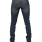 Blue Washed Skinny Logo Plaque Men Denim Jeans