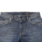 Blue Washed Skinny Logo Plaque Men Denim Jeans