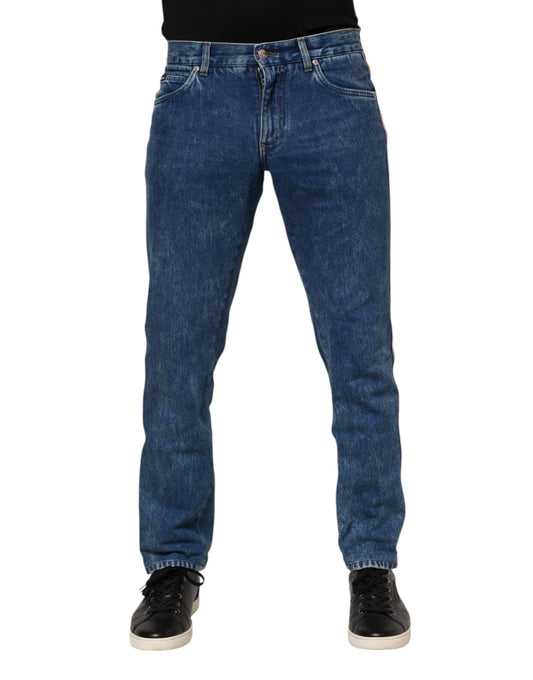 Blue Cotton Logo Plaque Denim Jeans