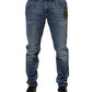 Blue Logo Embroidery Denim Jeans