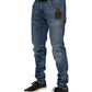 Blue Logo Embroidery Denim Jeans