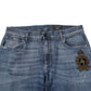 Blue Logo Embroidery Denim Jeans