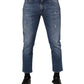 Blue Cotton Logo Plaque Denim Jeans