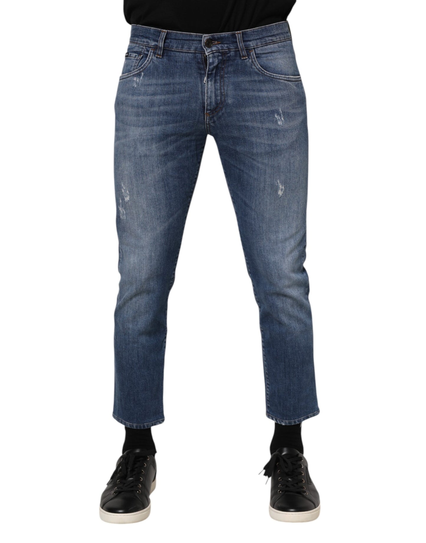 Blue Cotton Logo Plaque Denim Jeans