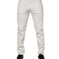 White Cotton Logo Plaque Slim Fit Denim Jeans