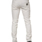 White Cotton Logo Plaque Slim Fit Denim Jeans