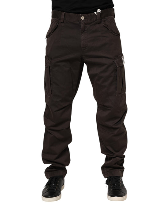 Brown Cotton Cargo Casual Pants