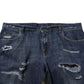 Blue Cotton Camouflage Denim Jeans