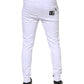 White Cotton Drawstring Jogger Pants