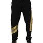 Black Cotton Logo Tape Men Jogger Pants