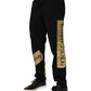 Black Cotton Logo Tape Men Jogger Pants