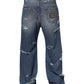 Blue Tattered Cotton Logo Plaque Denim Jeans