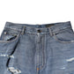 Blue Tattered Cotton Logo Plaque Denim Jeans