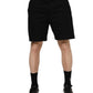 Black Cotton Knee Length Men Bermuda Shorts