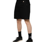 Black Cotton Knee Length Men Bermuda Shorts