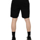 Black Cotton Knee Length Men Bermuda Shorts