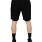 Black Cotton Knee Length Men Bermuda Shorts