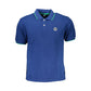 Blue Cotton Men Polo Shirt