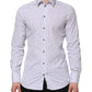 White Blue Striped Cotton GOLD Formal Shirt