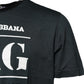 Black Cotton Printed Short Sleeves T-shirt