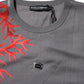 Gray Cotton Coral Print Logo Plaque T-shirt