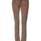 Brown Cotton Slim Fit Denim Low Waist Jeans
