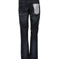 Blue Washed Cotton Mid Waist Flared Denim Jeans