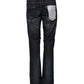 Blue Washed Cotton Mid Waist Flared Denim Jeans