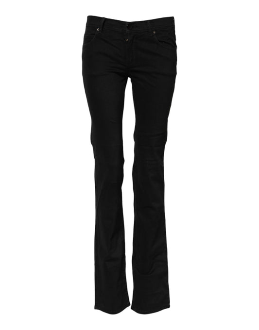 Black Cotton Stretch Flared Bootcut Denim Jeans