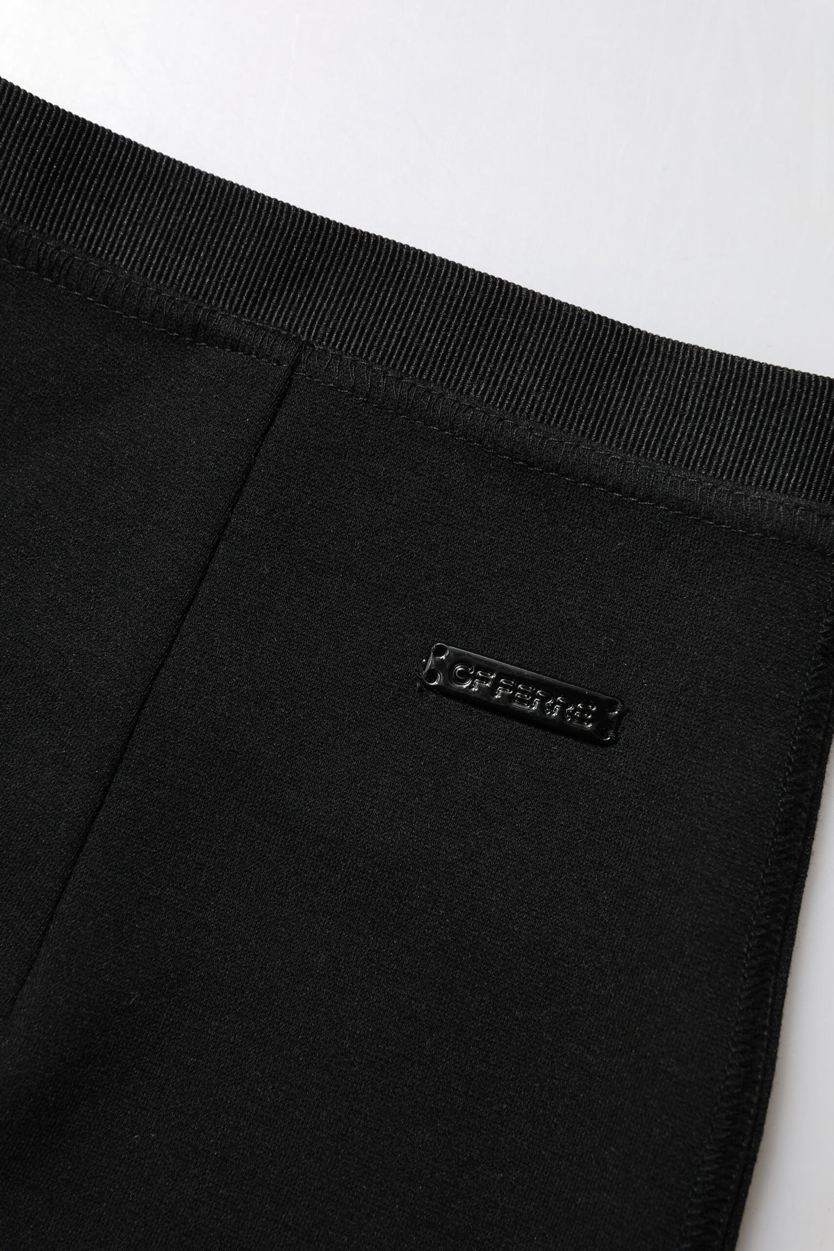Black Polyester Pencil Cut Knee Length Skirt