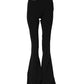 Black Polyester High Waisted Flared Pants